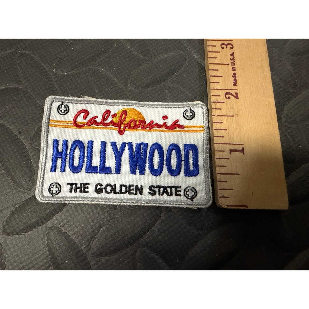 Hollywood California License Plate Patch The Golden State Travel Souvenir NWOT